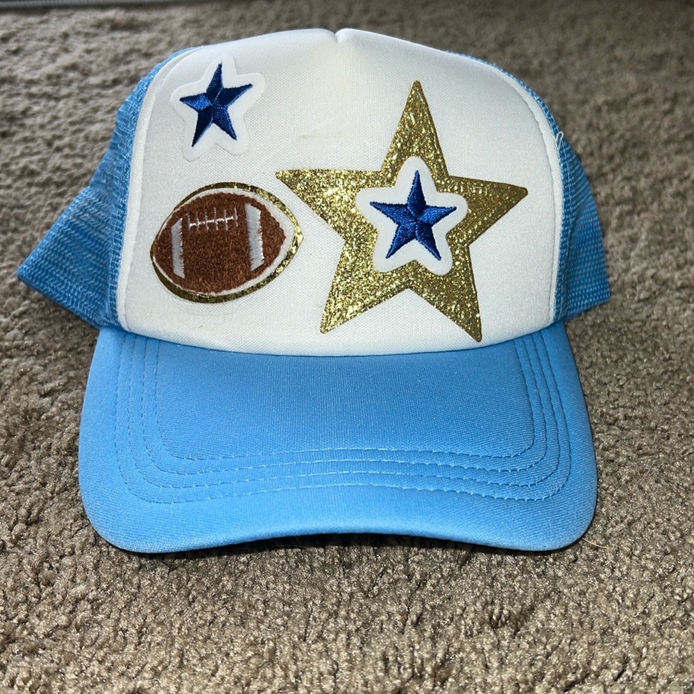 Football blue trucker hat